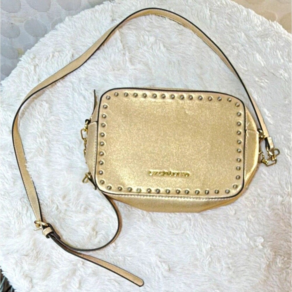 Liz Claiborne Metallic Gold Studded Crossbody Bag Purse Adjustable Strap